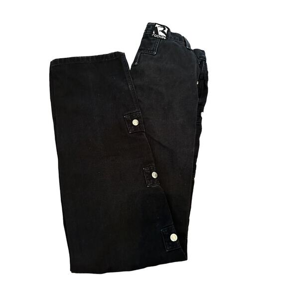 Rockies Women's Black 100% Cotton rare studded Pant Size 11/12 slim long rise - Picture 4 of 13